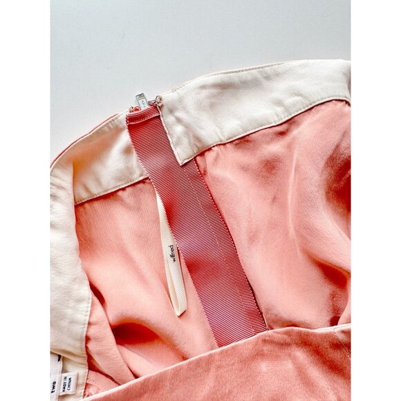 Aritzia WILFRED Peach Pink Silk Satin Charmeuse High Rise Pleated Shorts, Size 2 - Picture 9 of 12